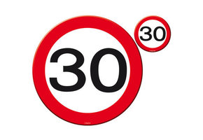 30 Jaar Verkeersbord Placemat en Onderzetter - 4x