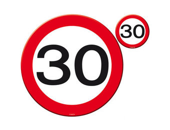 30 Jaar Verkeersbord Placemat en Onderzetter - 4x