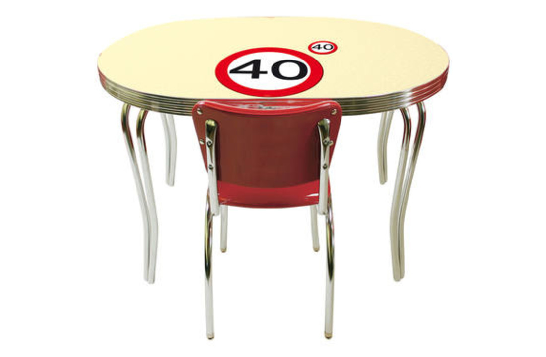 40 Jaar Verkeersbord Placemat en Onderzetter set - 4x