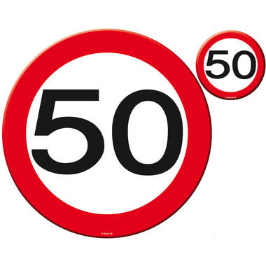 50 Jaar Verkeersbord Placemat en Onderzetter set - 4x