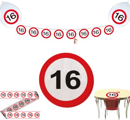 Feestpakket Verkeersbord 16 jaar - per stuk
