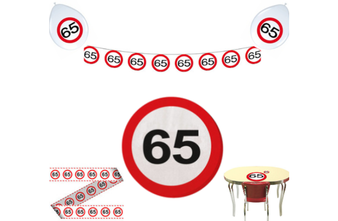 Feestpakket Verkeersbord 65 jaar - per stuk