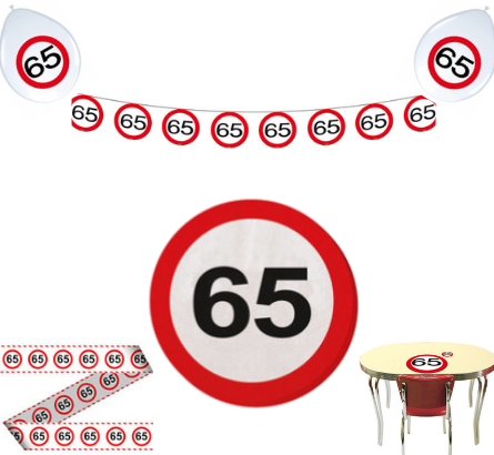 Feestpakket Verkeersbord 65 jaar - per stuk