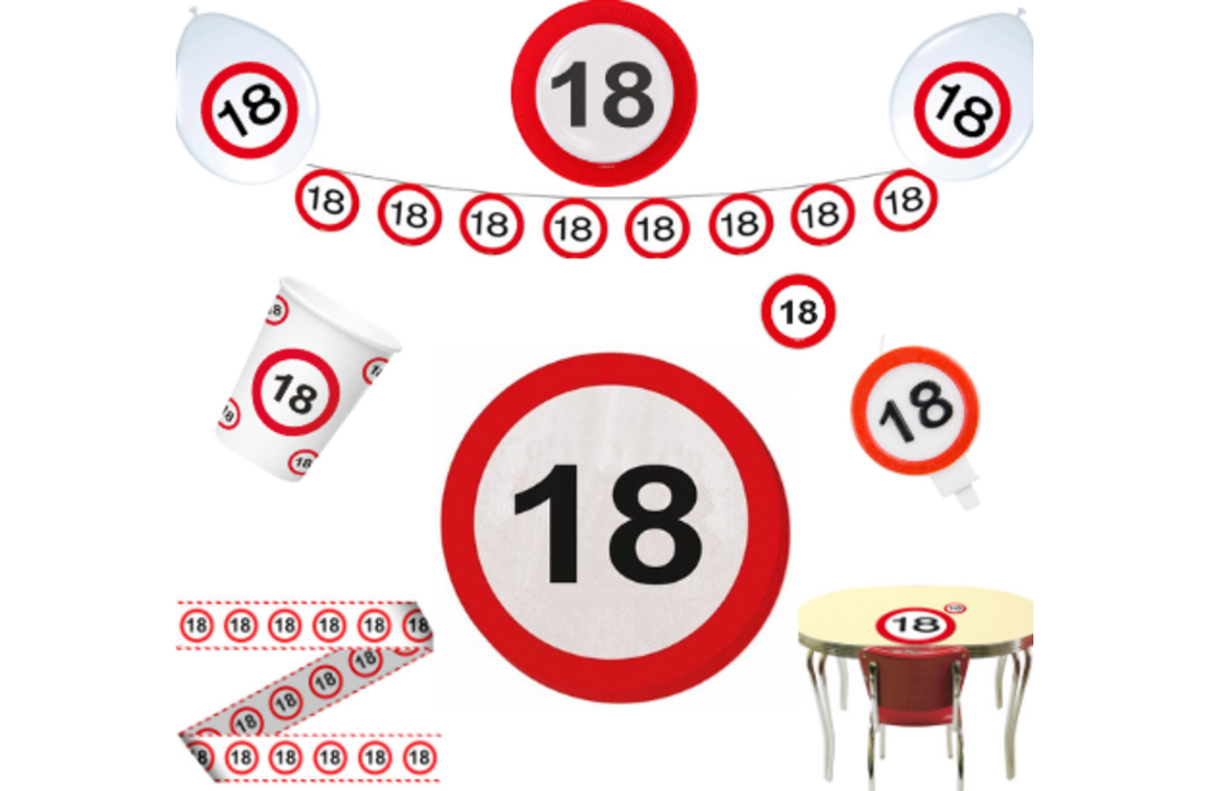 Feestpakket Verkeersbord 18 jaar - per stuk