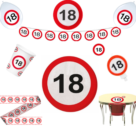 Feestpakket Verkeersbord 18 jaar - per stuk