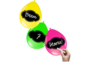 Beschrijfbare Ballonnen Neon Meerkleurig 30cm - 6 stuks