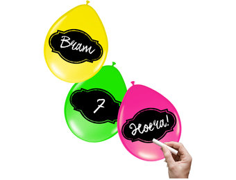 Beschrijfbare Ballonnen Neon Meerkleurig 30cm - 6 stuks