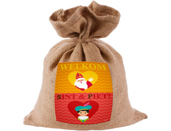 Sint en Piet Linnen Zak - 18x25cm