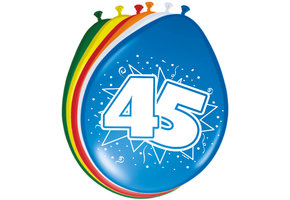 45 Jaar Ballonnen 30cm - 8 stuks