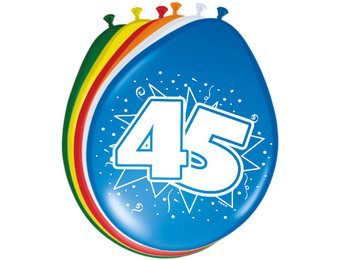 45 Jaar Ballonnen 30cm - 8 stuks