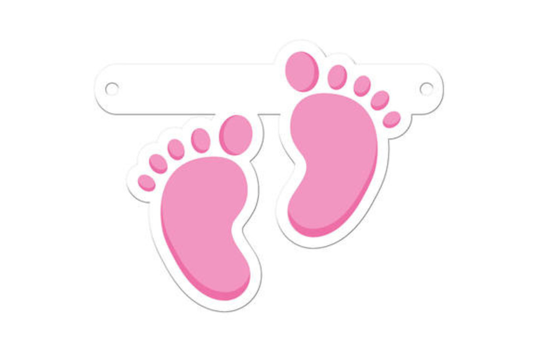 Letterslinger Geboorte Babyvoetjes Meisje Roze
