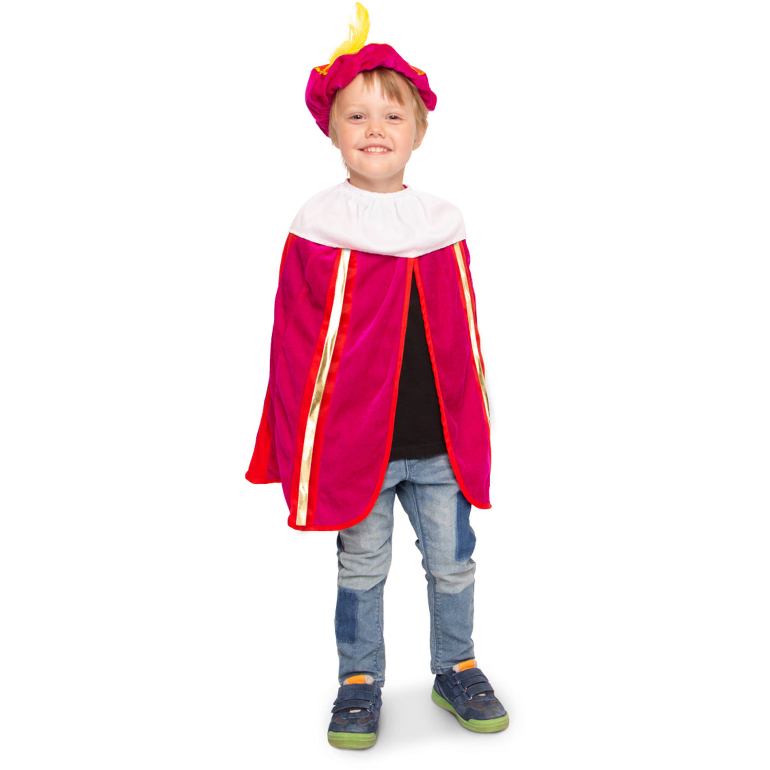 Pieten Cape met Baret Roze-Rood Kind - One Size