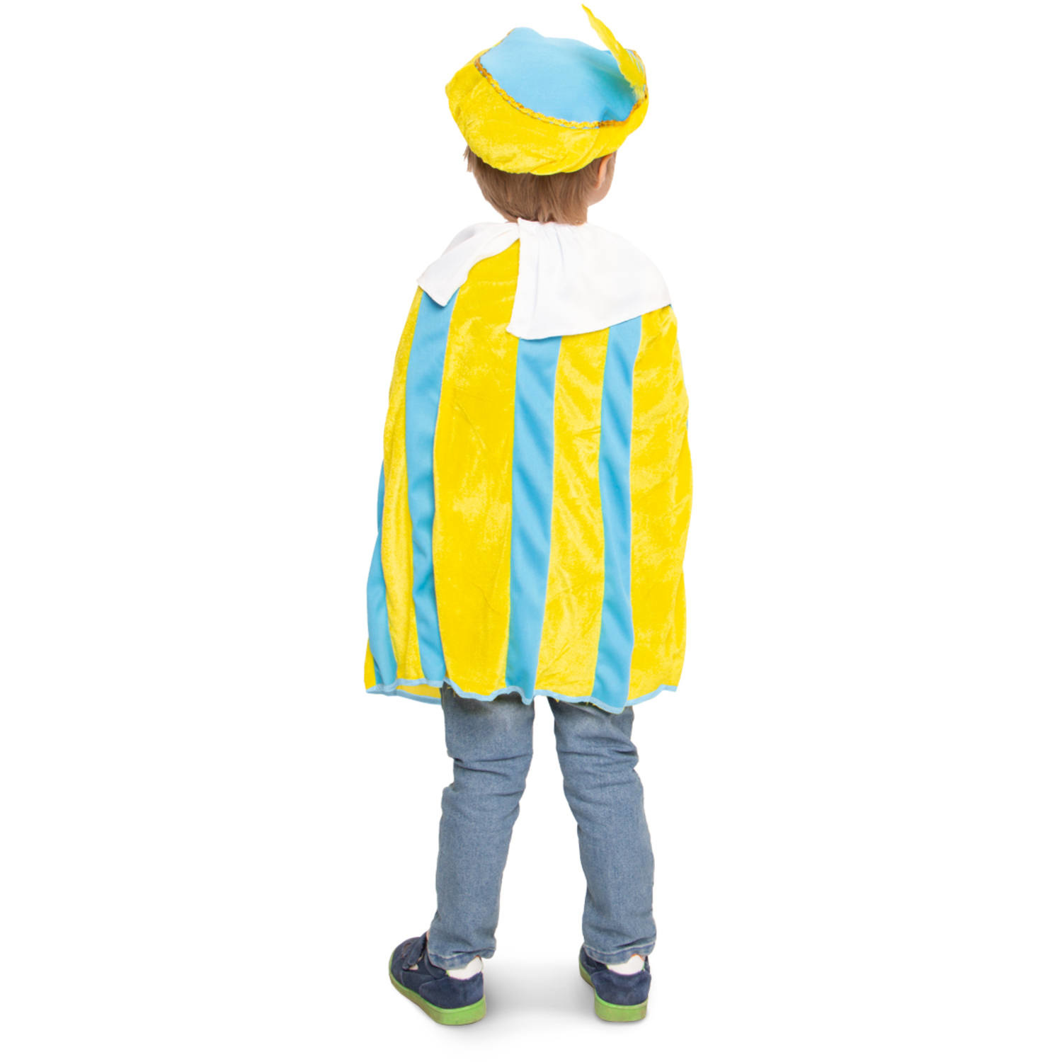 Pieten Cape met Baret Geel-Blauw Kind - One Size