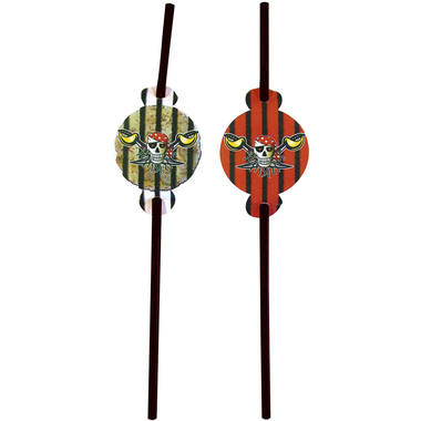 Rode Piraten Rietjes - 6 stuks