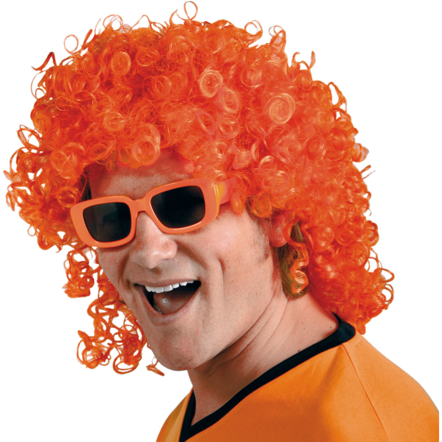 Oranje Pruik met Krulletjes