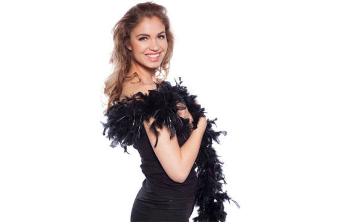 Luxe Boa Zwart met Zilveren Tinsels - 180cm