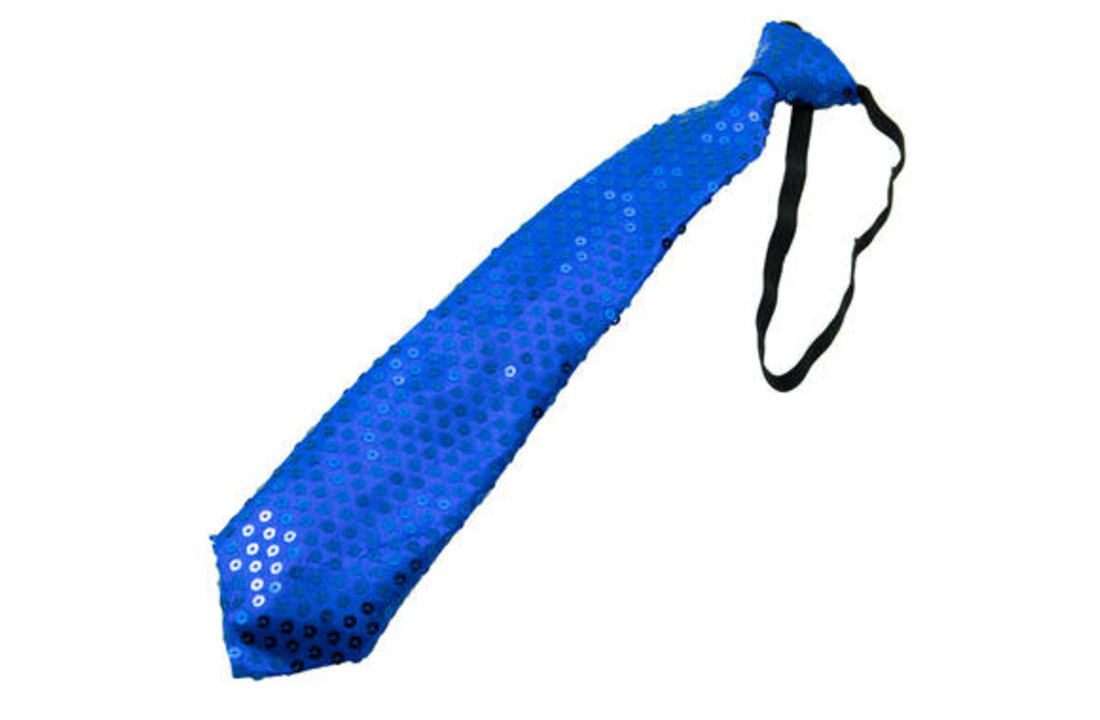 Glitter Stropdas Metallic Blauw met LED - 20cm
