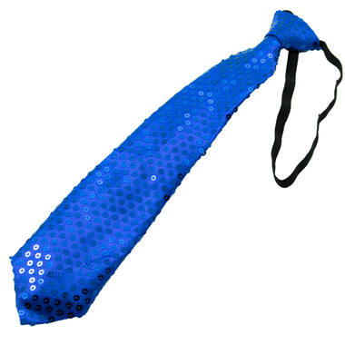 Glitter Stropdas Metallic Blauw met LED - 20cm
