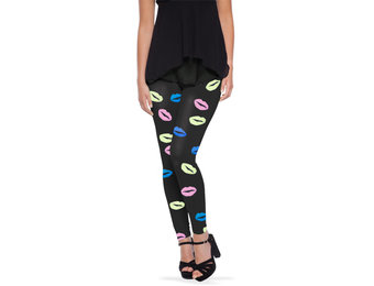 Zwarte Legging met lippen