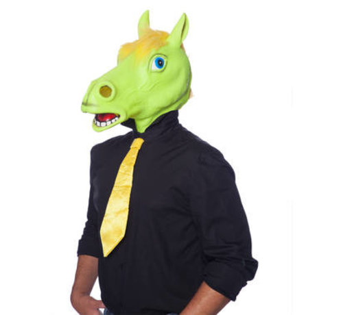 Paard Masker Latex Geel