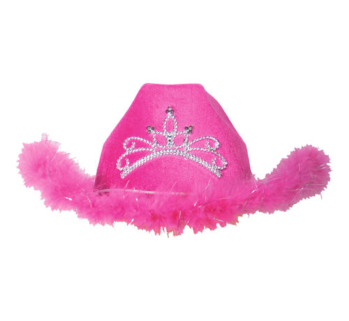 Cowboyhoed Deluxe Magenta met LED licht - 30cm