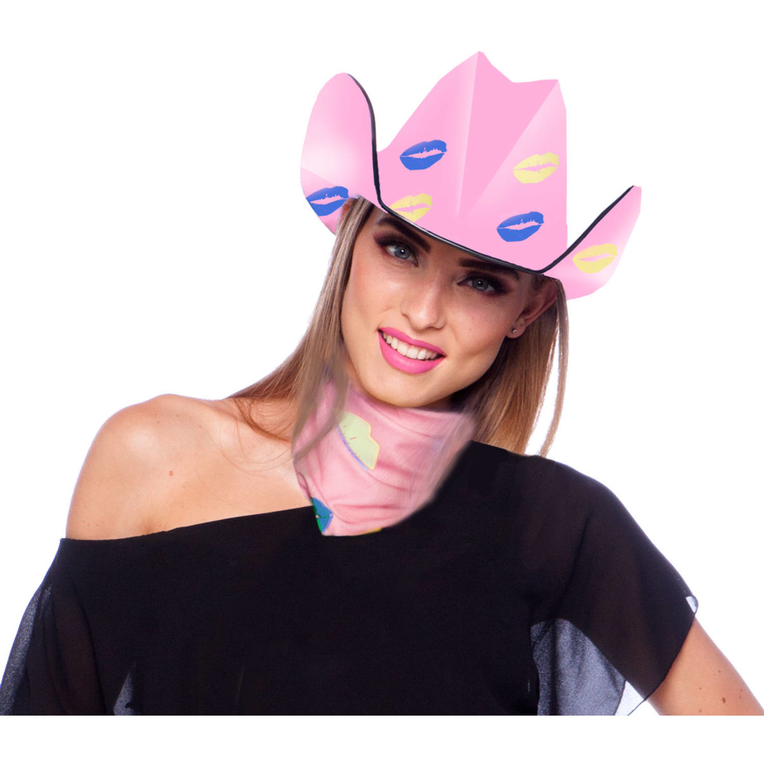 Roze Cowboy Hoed Lippen - 30cm