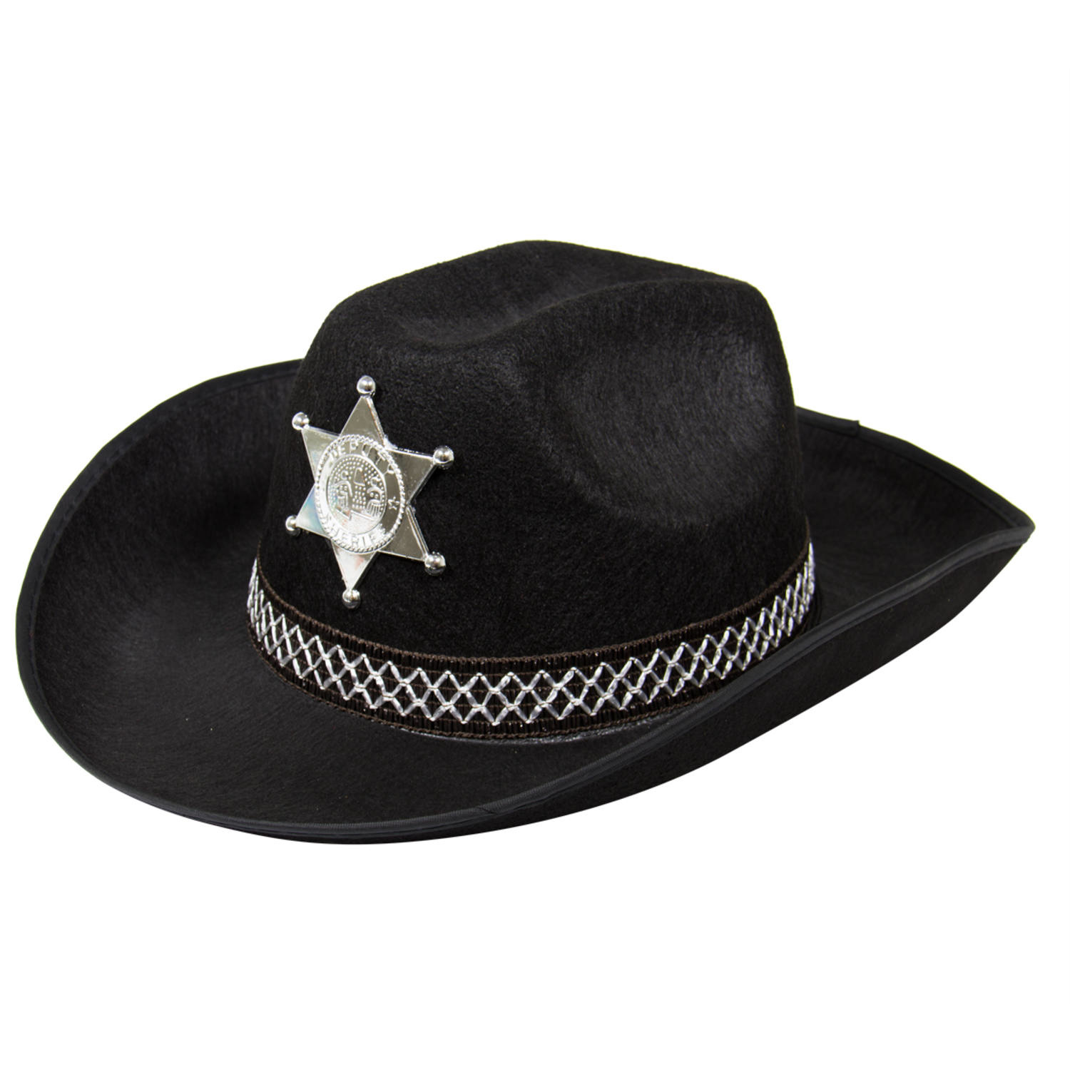 Zwarte Cowboy Hoed met Sheriff Ster -30cm