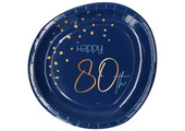 Borden Luxe Blauw 80 Jaar 23cm - 8 stuks