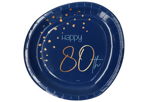 Borden Luxe Blauw 80 Jaar 23cm - 8 stuks