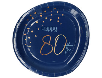 Borden Luxe Blauw 80 Jaar 23cm - 8 stuks