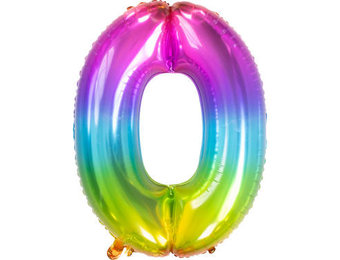 Cijferballon  Rainbow Cijfer 0 - 81 cm