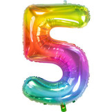 Cijferballon Rainbow Cijfer 5 - 86 cm