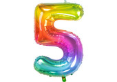 Cijferballon  Rainbow Cijfer 5 - 86 cm
