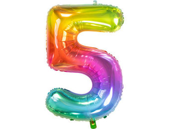 Cijferballon  Rainbow Cijfer 5 - 86 cm