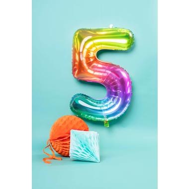 Cijferballon Rainbow Cijfer 5 - 86 cm