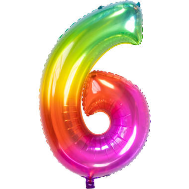 Cijferballon Rainbow Cijfer 6 - 81 cm