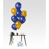 Ballonnen Luxe Blauw Happy Birthday 30cm - 12 stuks