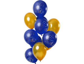 Ballonnen Luxe Blauw 40 Jaar 30cm - 12 stuks