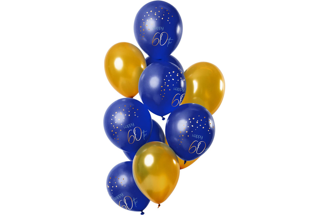Ballonnen Luxe Blauw 60 Jaar 30cm - 12 stuks