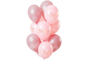 Ballonnen Luxe Roze Happy Birthday 30cm - 12 stuks