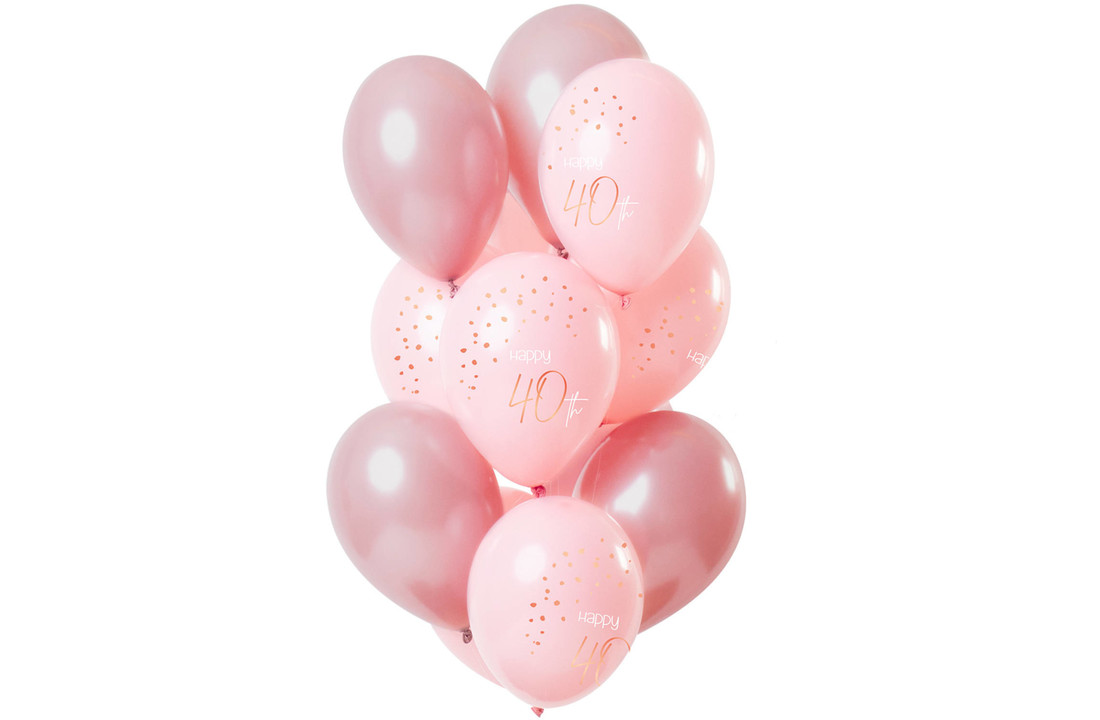 Ballonnen Luxe Roze 40 jaar 30cm - 12 stuks