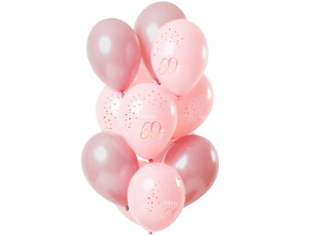 Ballonnen Luxe Roze 60 jaar 30cm - 12 stuks