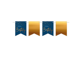 Vlaggenlijn Luxe Blauw Happy Birthday - 6 meter
