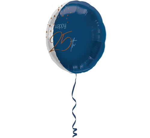 Folieballon Luxe Blauw 25 Jaar 45cm - Per Stuk