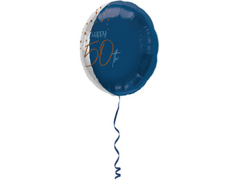 Folieballon Luxe Blauw 50 Jaar 45cm - Per Stuk
