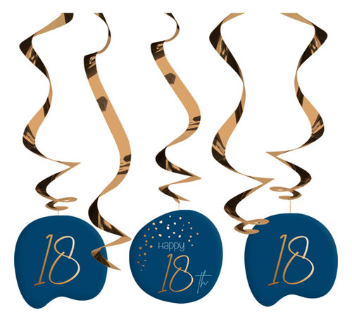 Hangdecoratie Luxe Blauw 18 Jaar - 5 stuks