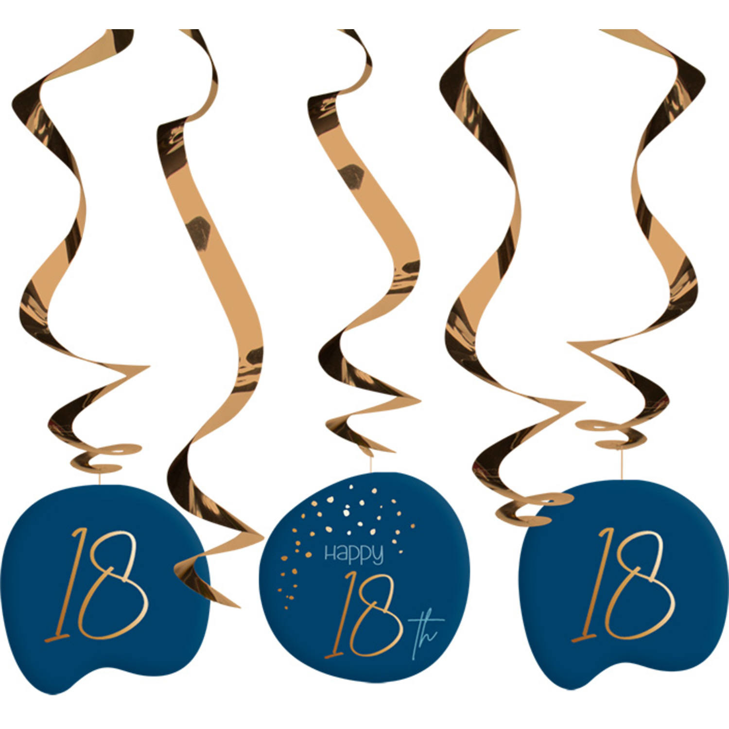 Hangdecoratie Luxe Blauw 18 Jaar - 5 stuks
