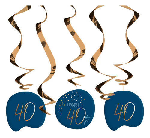 Hangdecoratie Luxe Blauw 40 Jaar - 5 stuks