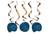 Hangdecoratie Luxe Blauw 50 Jaar - 5 stuks
