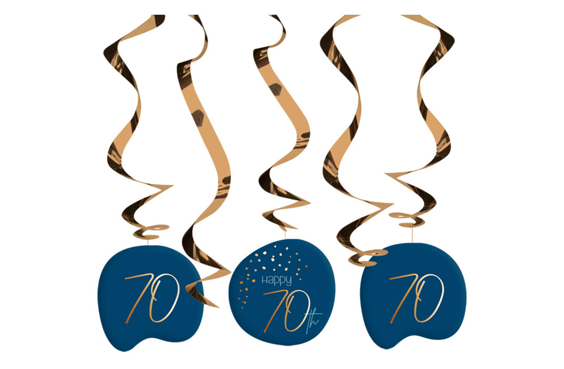 Hangdecoratie Luxe Blauw 70 Jaar - 5 stuks